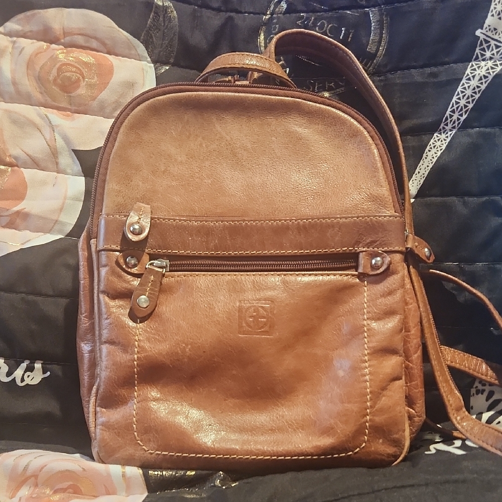 Giani Bernini Brown Leather Backpack Women's Carryall